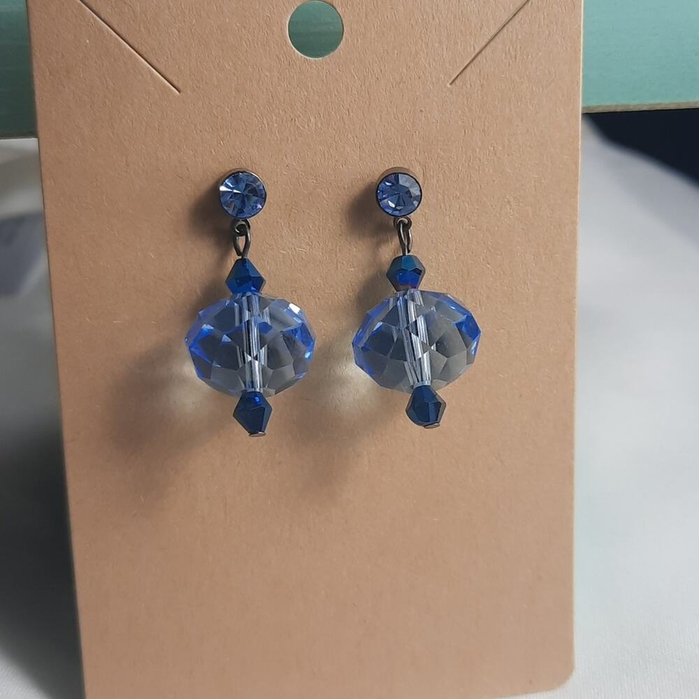 Blue Beaded Dangle Earrings